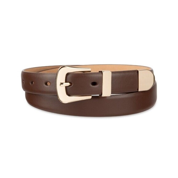 LC Lauren Conrad Accessories - NEW Lauren Conrad Faux Leather Belt BROWN Gold Buckle SIZE LARGE